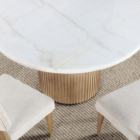 Colvin Toffee 52″ Round White Marble Top Dining Table from Steve Silver - Luna Furniture