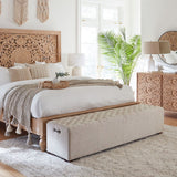 D'Orsay 79" Upholstered Bench in Beige Linen from Home Trends & Design - Luna Furniture