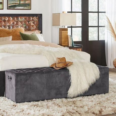 D'Orsay 59" Upholstered Bench in Asphalt Velvet from Home Trends & Design - Luna Furniture