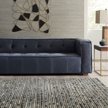 Milano 106" Sofa in Italian Blue Top Grain Leather from Home Trends & Design - Luna Furniture