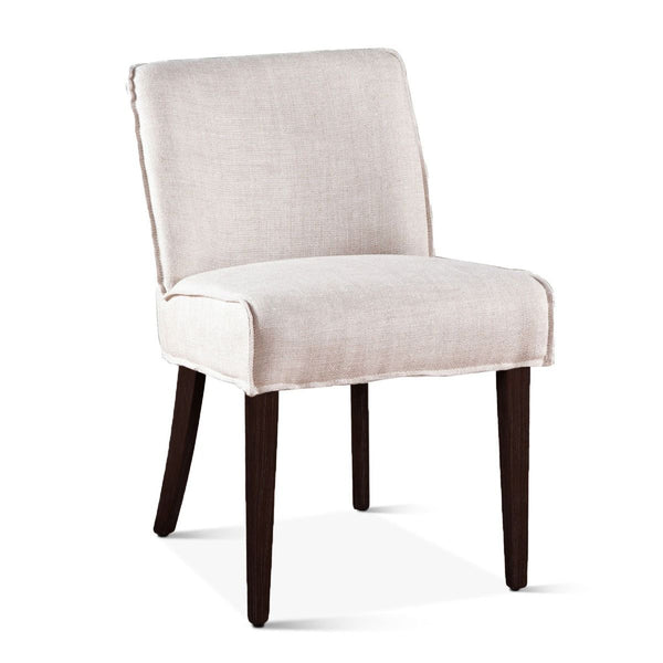 Buddy 20" Dining Chair in Beige Linen with Dark Legs, Set of 2