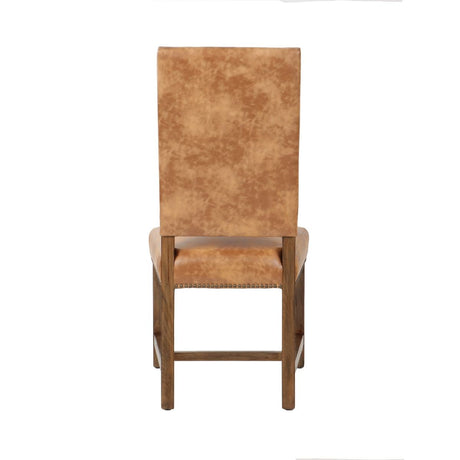 Darcy Dining Chair in Warm Brown Leather with Earth Legs, Set of 2 from Home Trends & Design - Luna Furniture