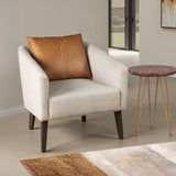 Jessie 22" Accent Chair in Beige Linen with Tan Leather Accent Pillow from Home Trends & Design - Luna Furniture