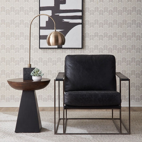 Bogart Modern 30" Accent Chair in Ebony Black Leather from Home Trends & Design - Luna Furniture