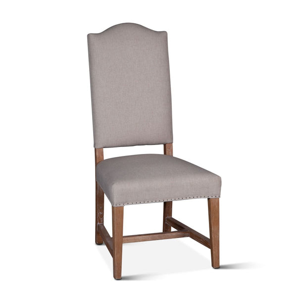 Stella 21" Camelback Dining Chair in Natural Linen with Oak Legs, Set of 2