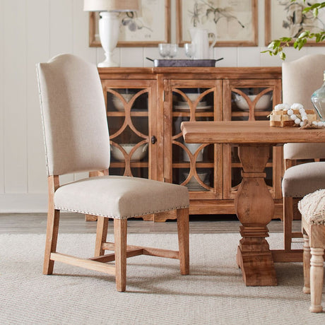 Stella 21" Camelback Dining Chair in Natural Linen with Oak Legs, Set of 2 from Home Trends & Design - Luna Furniture