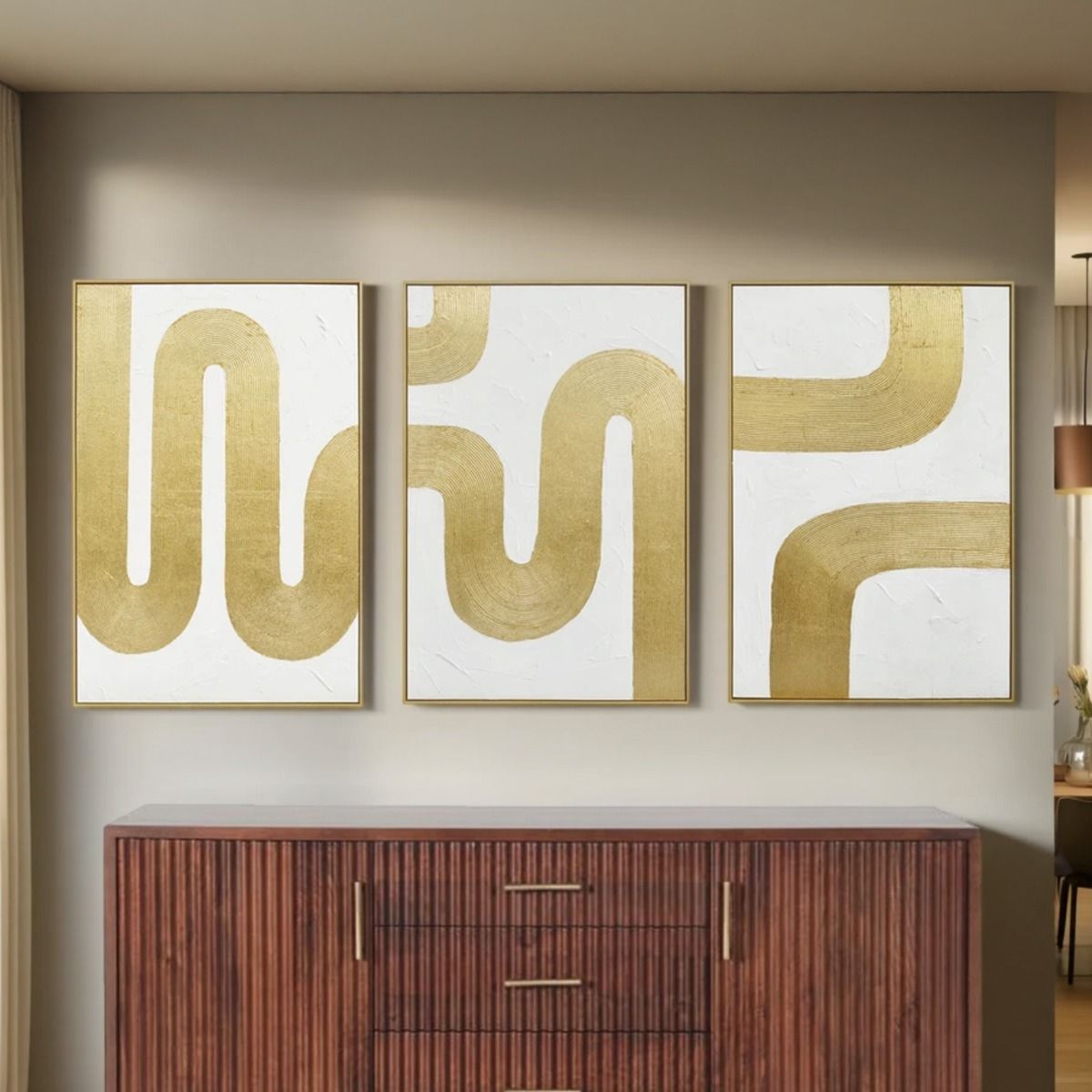 Palette Bold Bands Hand Painted Framed Triptych from Home Trends & Design - Luna Furniture