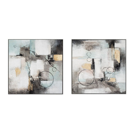 Palette Circular Symphony Hand Painted Framed Diptych from Home Trends & Design - Luna Furniture