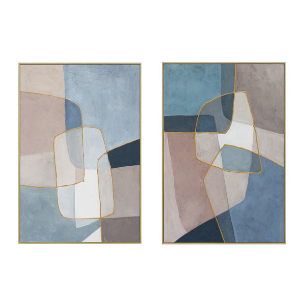 Palette Glass Mosaic Hand Painted Framed Diptych