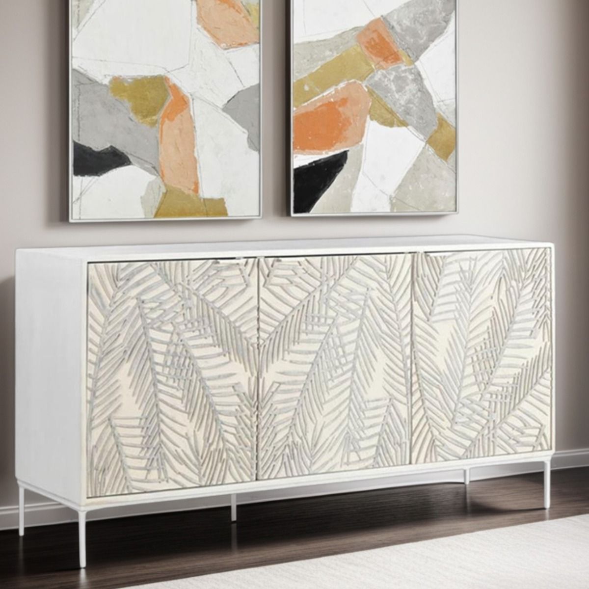 Fern 57" Sideboard with Three Doors in Coastal White from Home Trends & Design - Luna Furniture