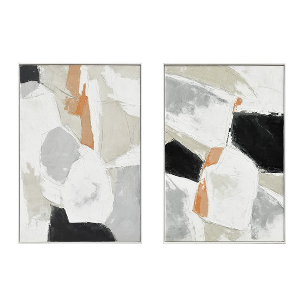 Palette Pastel Patchwork 2 Hand Painted Framed Diptych