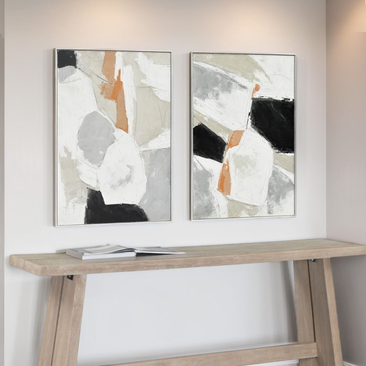 Palette Pastel Patchwork 2 Hand Painted Framed Diptych from Home Trends & Design - Luna Furniture