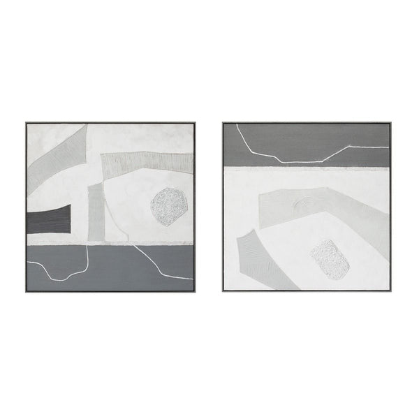 Palette Modern Slate Hand Painted Framed Diptych