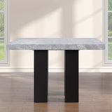 Artemis Gray Square Marble Top 9-Piece Counter Height Dining Set with White Vegan Leather Chairs