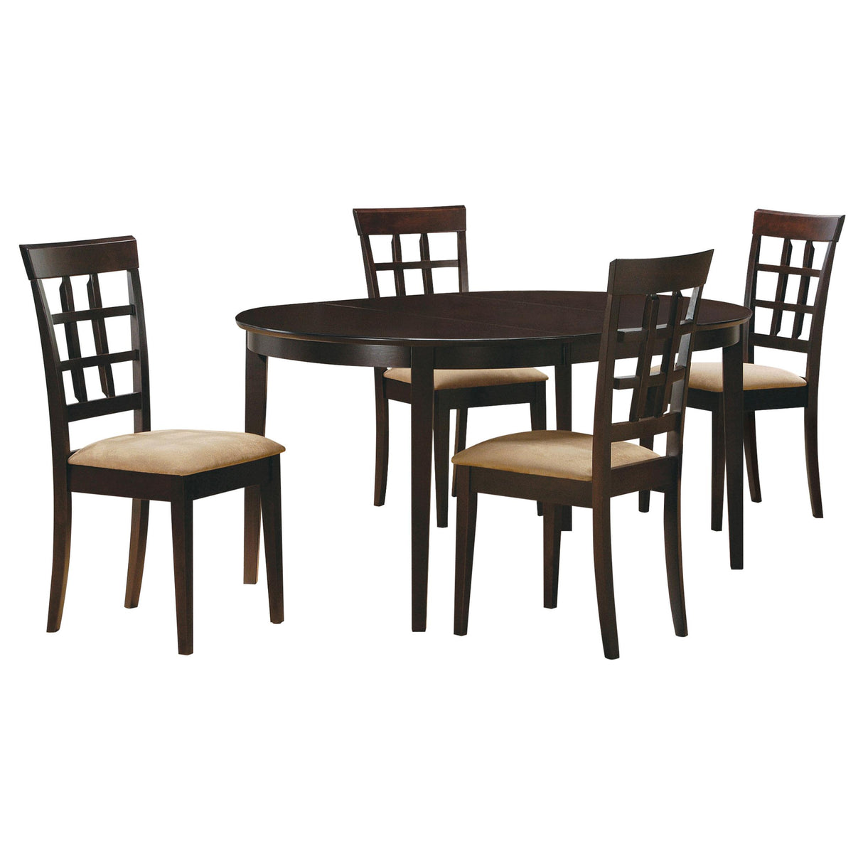 Gabriel Cappuccino 5-Piece Extension Leaf Dining Table Set from Coaster - Luna Furniture