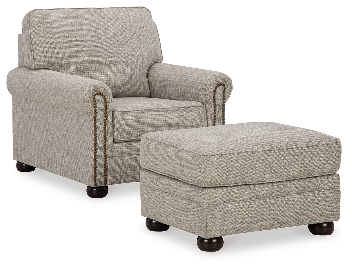 Gaelon Chair and Ottoman in Dune from Ashley Furniture - Luna Furniture