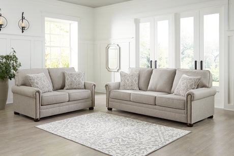 Gaelon Sofa, Loveseat, Chair and Ottoman in Dune from Ashley - Luna Furniture
