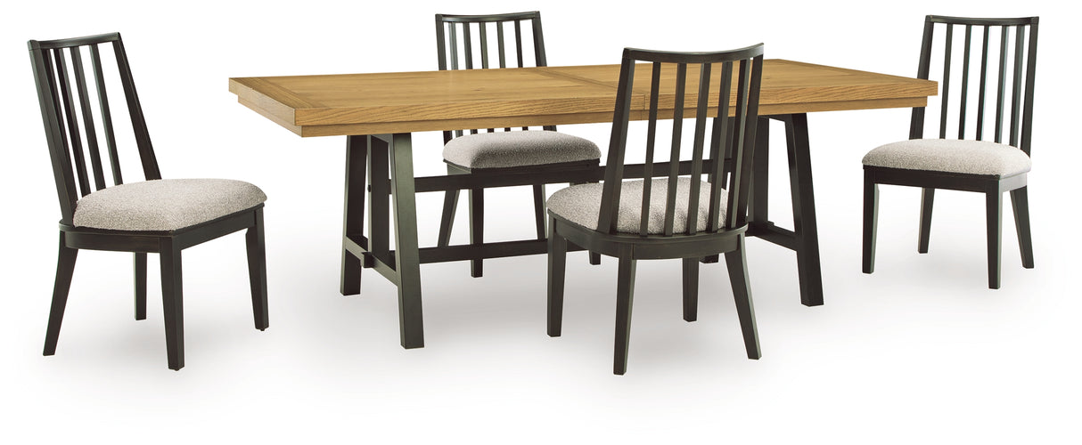 Galliden Dining Table and 4 Chairs in Black/Brown from Ashley Furniture - Luna Furniture