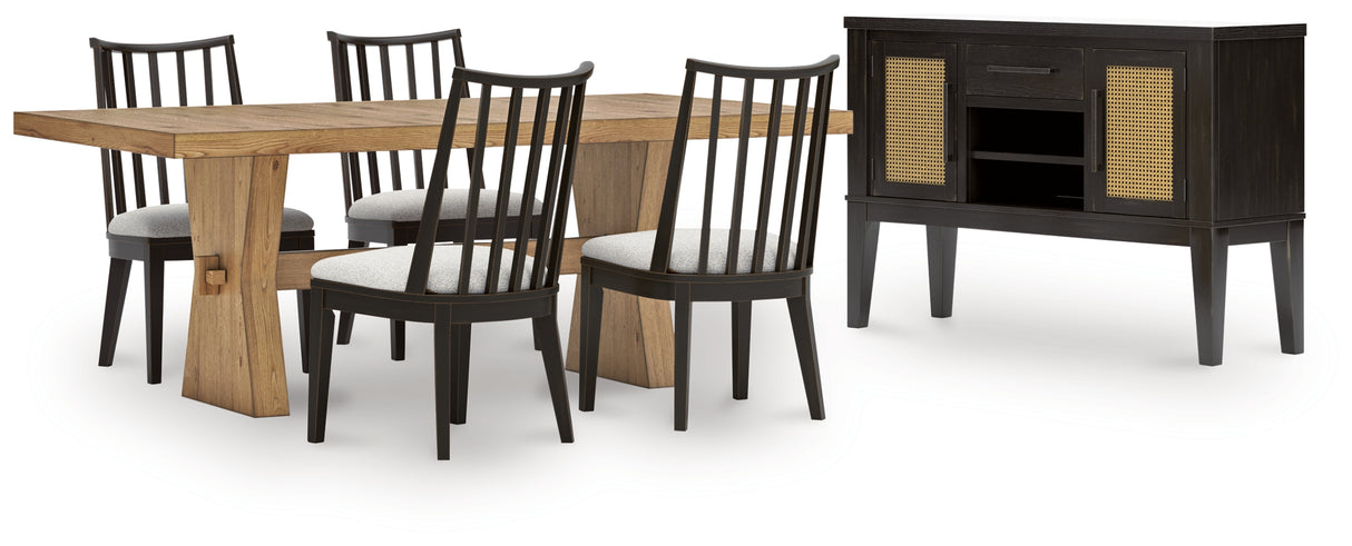 Galliden Dining Table and 4 Chairs with Storage in Light Brown from Ashley - Luna Furniture