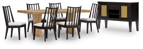 Galliden Dining Table and 6 Chairs with Storage in Light Brown from Ashley - Luna Furniture