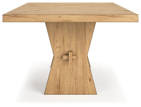 Galliden Dining Table and 8 Chairs with Storage in Light Brown from Ashley - Luna Furniture