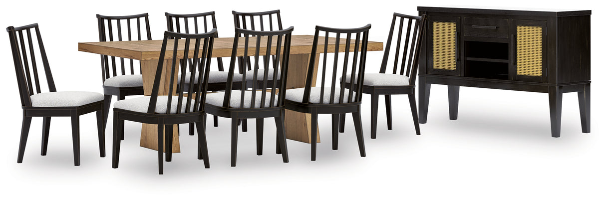 Galliden Dining Table and 8 Chairs with Storage in Light Brown from Ashley - Luna Furniture