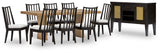 Galliden Dining Table and 8 Chairs with Storage in Light Brown from Ashley - Luna Furniture