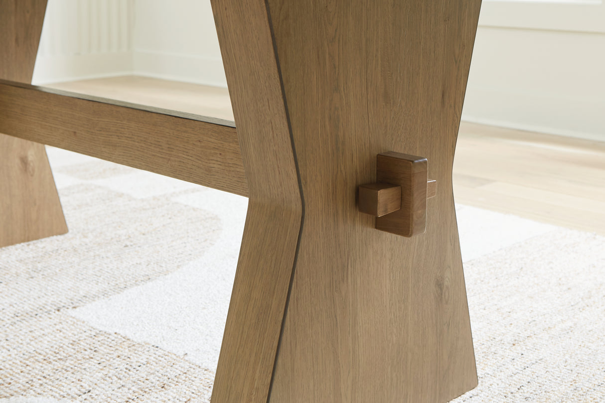 Galliden Dining Table and 8 Chairs with Storage in Light Brown from Ashley - Luna Furniture