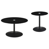 Ganso Black 2-Piece Round Glass Top Coffee and End Table Set from Coaster - Luna Furniture