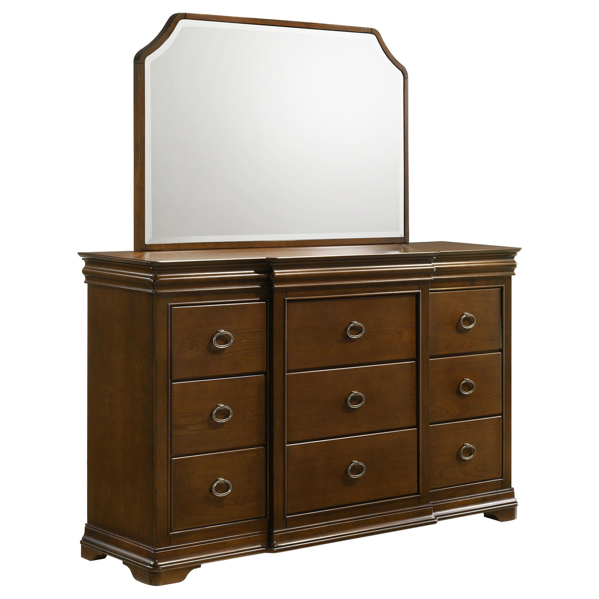 Garland Brown Cherry 11-Drawer Bedroom Dresser with Mirror from Coaster - Luna Furniture