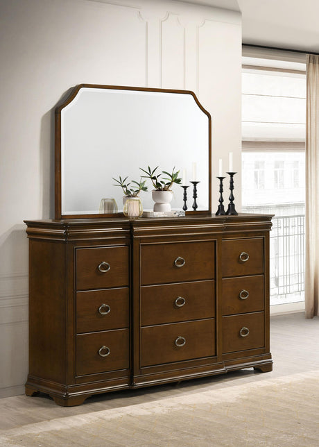 Garland Brown Cherry 11-Drawer Bedroom Dresser with Mirror from Coaster - Luna Furniture