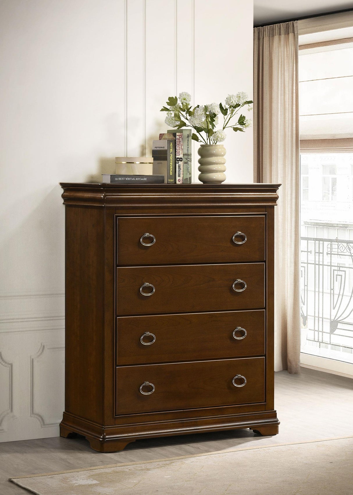 Garland Brown Cherry 4-Drawer Bedroom Chest from Coaster - Luna Furniture