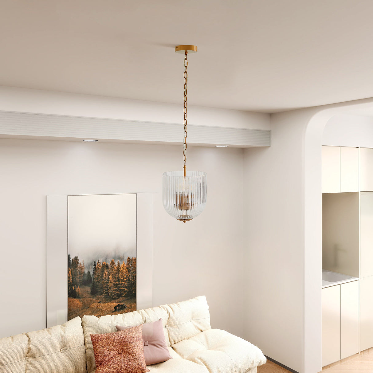 Garnet Pendant Lamp - Coarse Gold + Clear Glass from Ashcroft Furniture - Luna Furniture