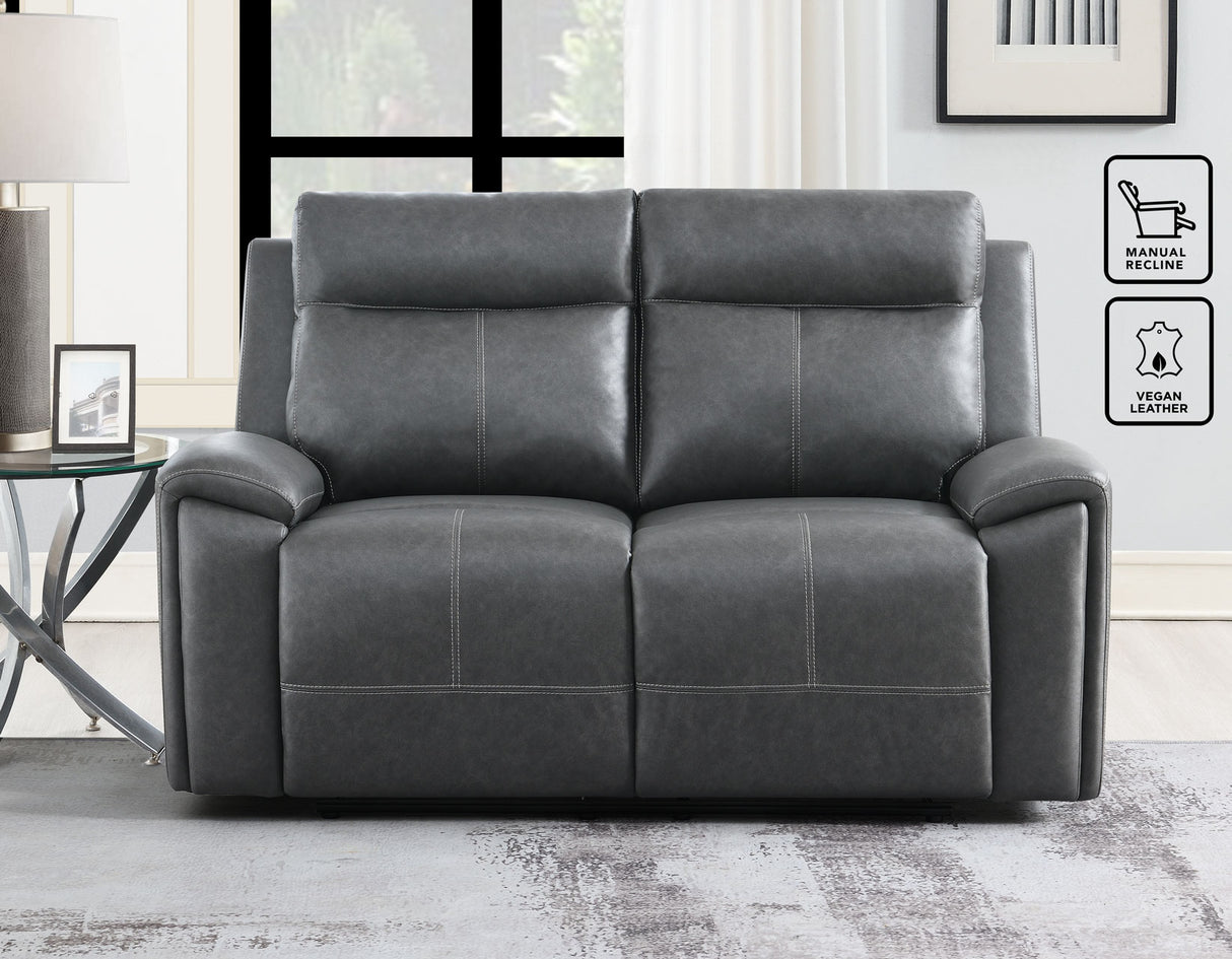 Gaston Gray Manual Reclining Loveseat from Steve Silver - Luna Furniture