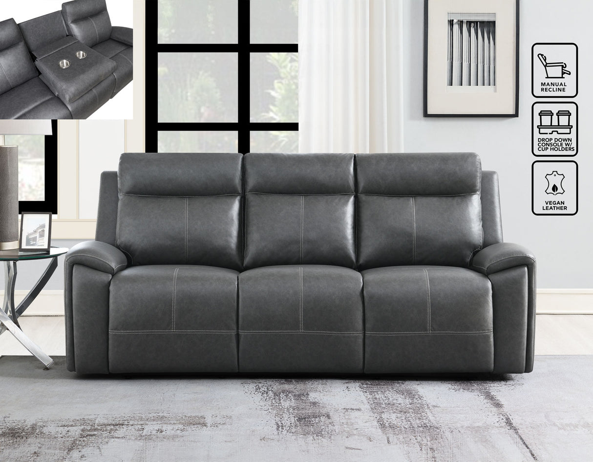 Gaston Gray Reclining Sofa with Drop-Down Console from Steve Silver - Luna Furniture