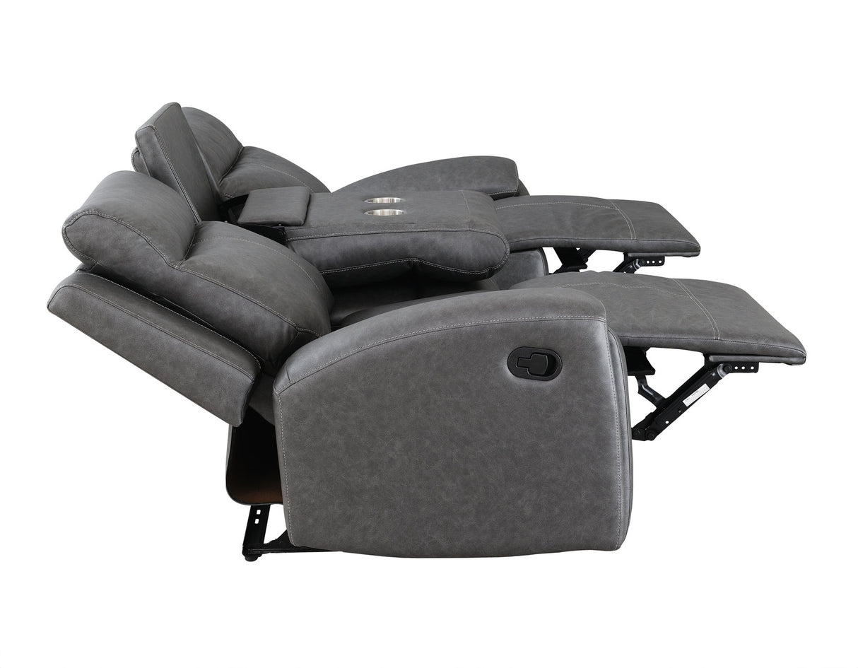 Gaston Gray Reclining Sofa with Drop-Down Console from Steve Silver - Luna Furniture