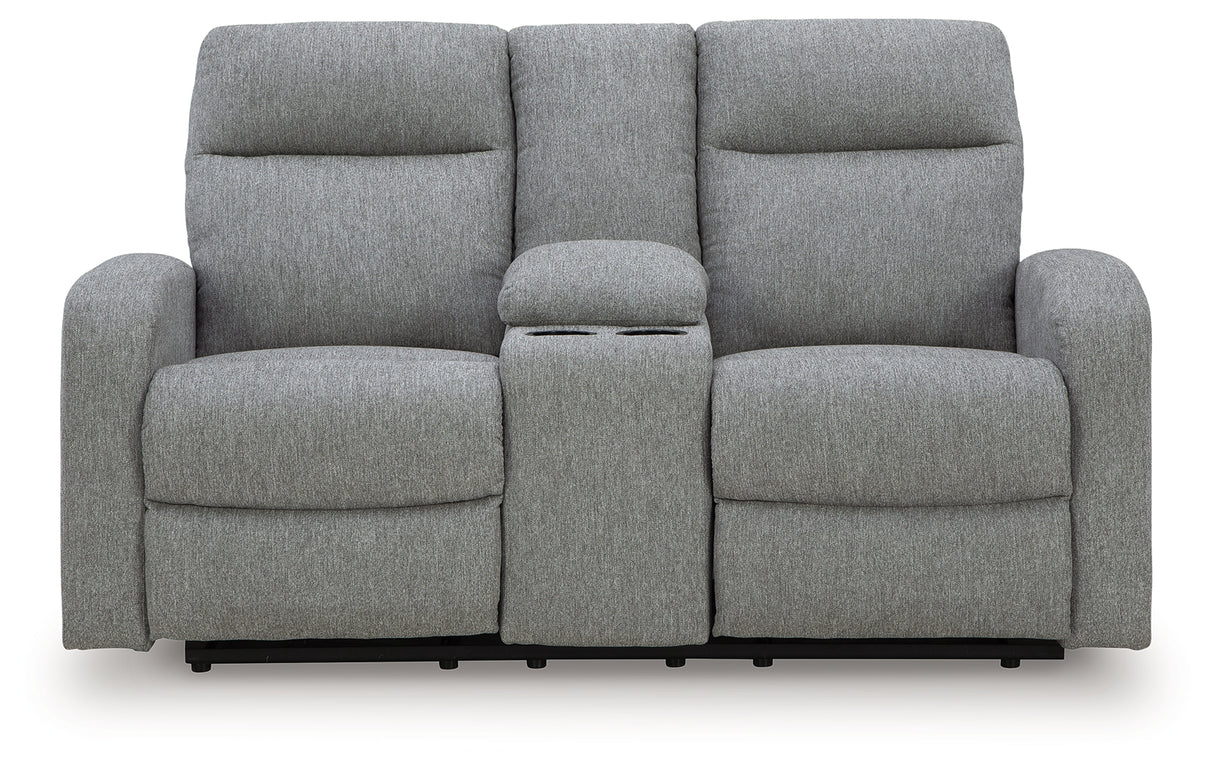 Gauntlet Sterling Reclining Loveseat with Console from Ashley - Luna Furniture