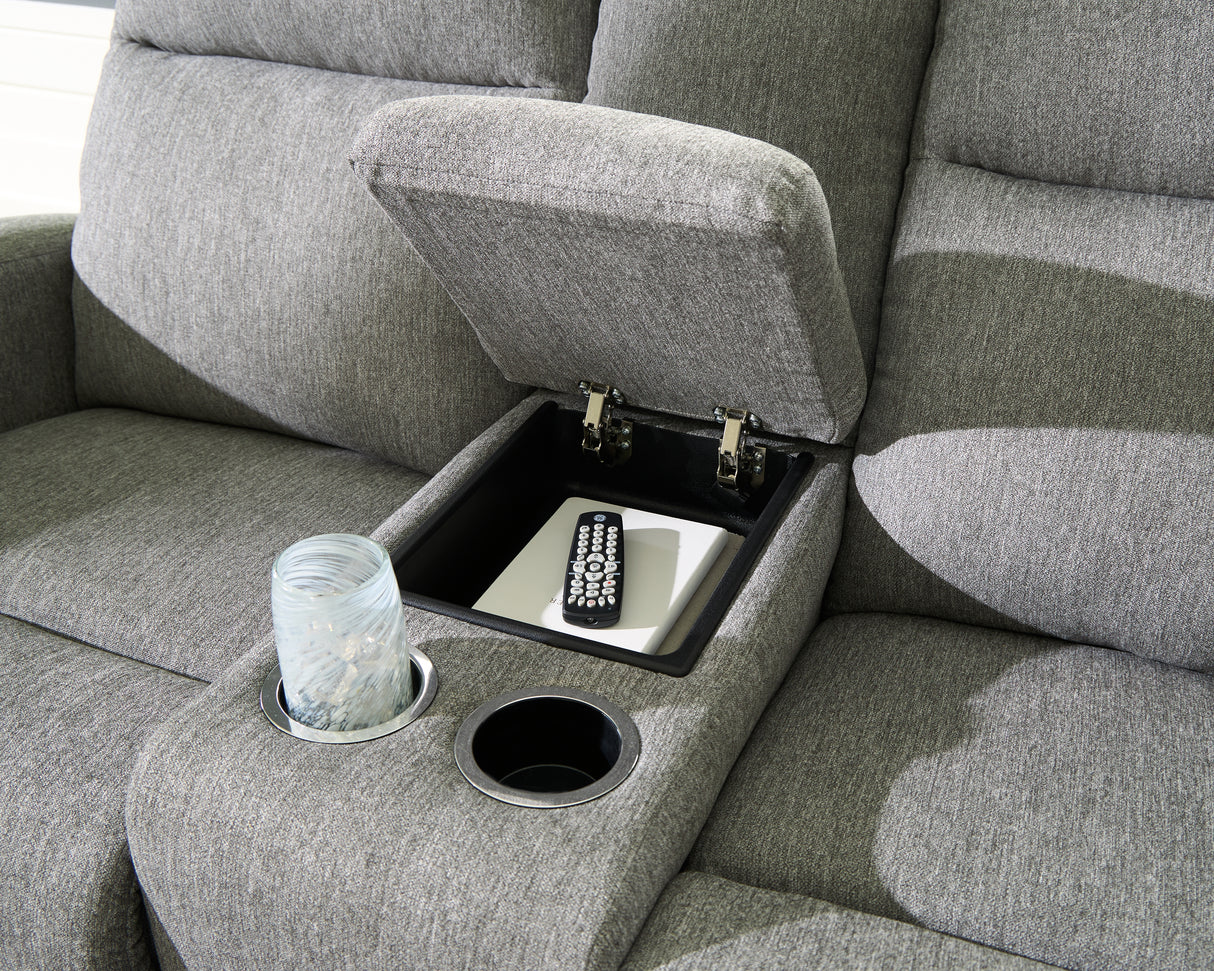 Gauntlet Sterling Reclining Loveseat with Console from Ashley - Luna Furniture