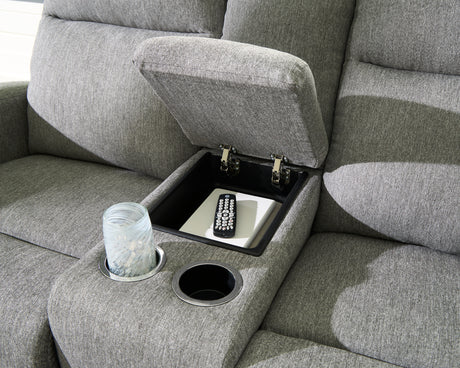 Gauntlet Sterling Reclining Loveseat with Console from Ashley - Luna Furniture
