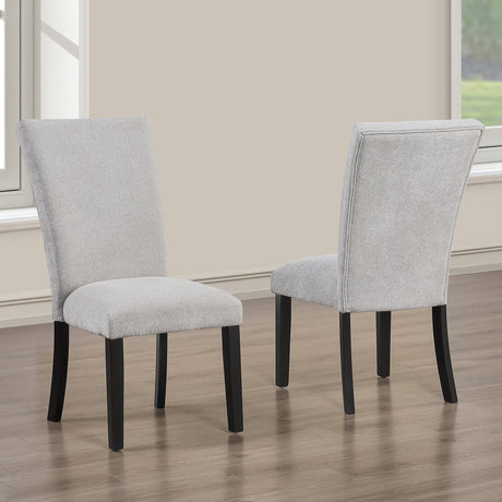 Artemis White/Gray 5-Piece 70″ Rectangle Marble Top Dining Set with Chenille Chairs from Steve Silver - Luna Furniture