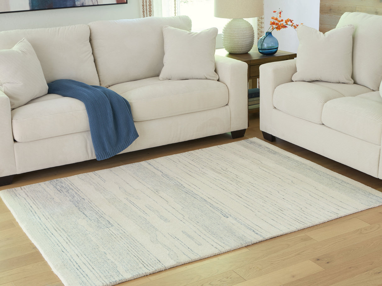Genemost Ivory/Blue Medium Rug from Ashley Furniture - Luna Furniture