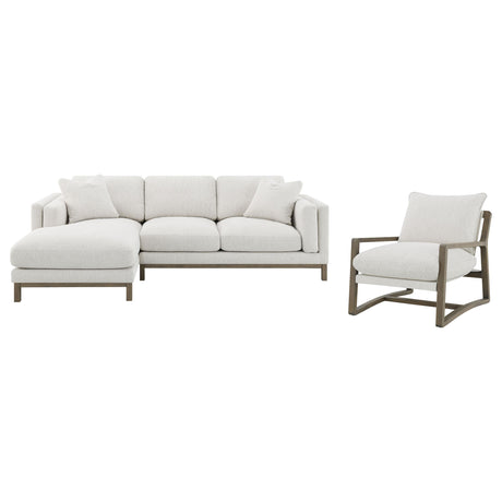 Geneva Sand Boucle Upholstered Sectional Chaise Sofa from Coaster - Luna Furniture