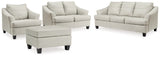 Genoa Coconut Queen Sofa Sleeper, Loveseat, Oversized Chair and Ottoman from Ashley - Luna Furniture