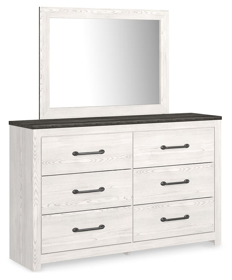Gerridan White/Gray Full Panel Bed with Mirrored Dresser, Chest and Nightstand from Ashley - Luna Furniture