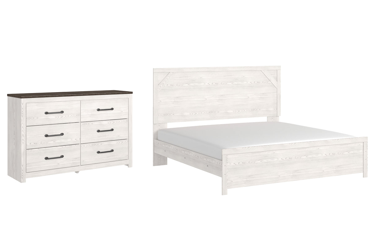 Gerridan King Panel Bed with Dresser in White/Gray from Ashley - Luna Furniture