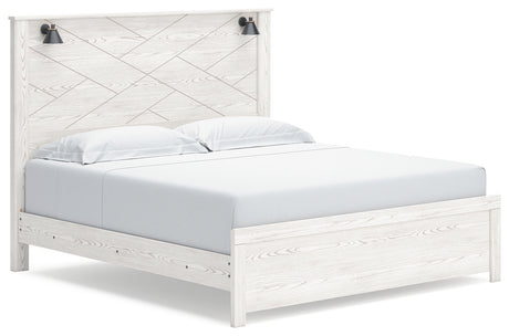 Gerridan King Panel Bed with Dresser in White/Gray from Ashley - Luna Furniture