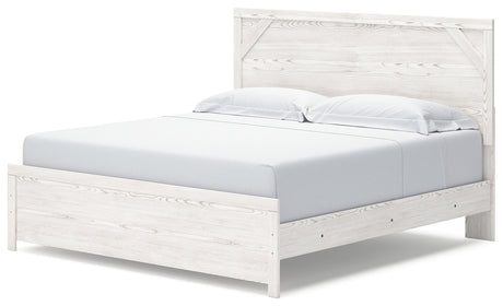 Gerridan King Panel Bed with Mirrored Dresser and 2 Nightstands in White/Gray from Ashley - Luna Furniture