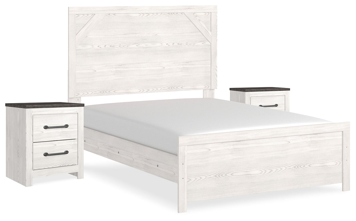Gerridan White/Gray Full Panel Bed and 2 Nightstands from Ashley - Luna Furniture