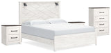 Gerridan White/Gray King Panel Bed, Chest and 2 Nightstands from Ashley - Luna Furniture