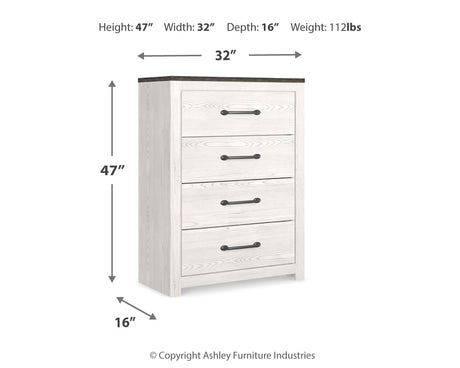 Gerridan White/Gray King Panel Bed, Chest and 2 Nightstands from Ashley - Luna Furniture